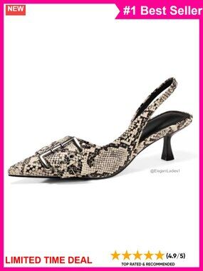 Womens Slingback Kitten Low Heels Closed Toe D'Orsay Buckle Pumps Dress Shoes